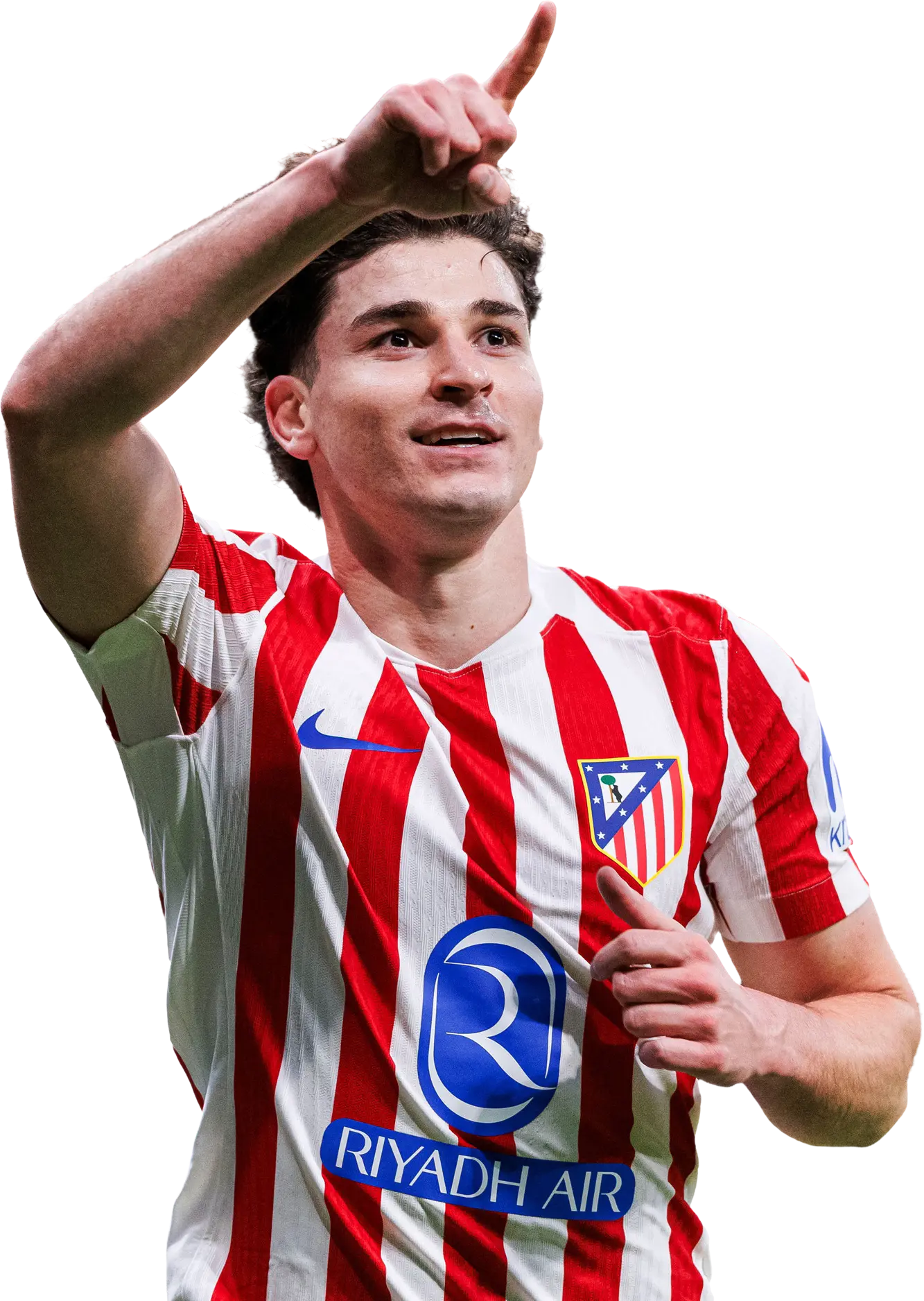 Jogador Julián Álvarez comemorando com camisa do Atlético de Madrid