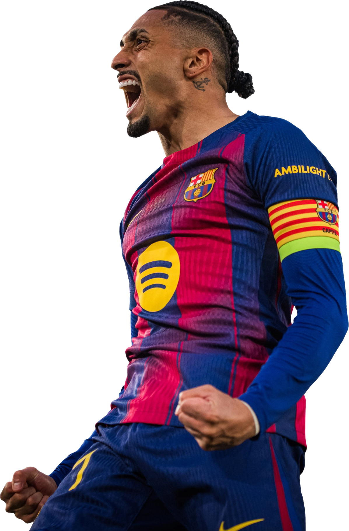 Jogador comemorando com camisa de futebol